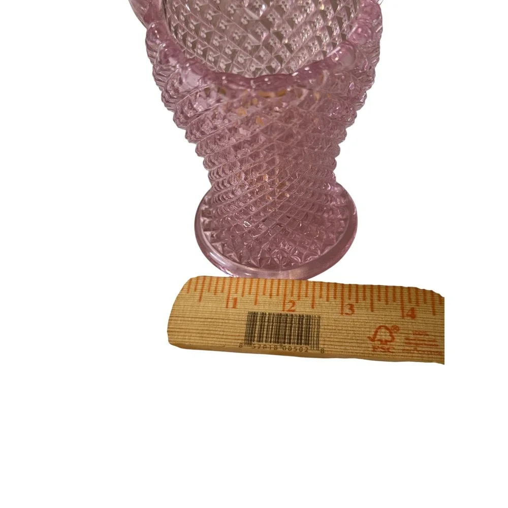 Westmoreland English Hobnail Pink Glass Basket Handled Vintage Art Glass